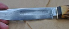 Carl Schleiper German Eye Hunting Knife 10" OAL Stag Full Tang Used 1950's Custom Sheath