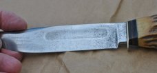 Carl Schleiper German Eye Hunting Knife 10" OAL Stag Full Tang Used 1950's Custom Sheath
