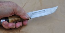 Carl Schleiper German Eye Hunting Knife 10" OAL Stag Full Tang Used 1950's Custom Sheath