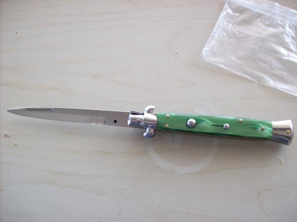Renzo Beltrame 11" Stiletto Automatic Swivel Bolster Green Pearlex Handles Beauty!