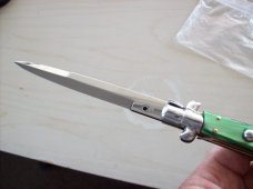 Renzo Beltrame 11" Stiletto Automatic Swivel Bolster Green Pearlex Handles Beauty!