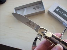 Hubertus Knife Rare Camper Automatic 3 Blades W/Corkscrew Stag/Antler UNUSED NIB.