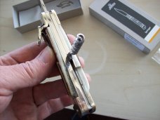 Hubertus Knife Rare Camper Automatic 3 Blades W/Corkscrew Stag/Antler UNUSED NIB.