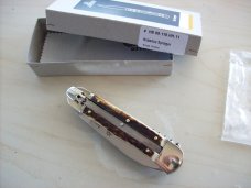 Hubertus Knife Rare Camper Automatic 3 Blades W/Corkscrew Stag/Antler UNUSED NIB.