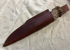 Small game hunter, Crown Stag, 52100 steel, hand crafted with sheath.