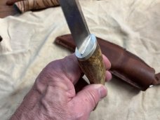 Frontier knife, Elk Tyne, thick 52100 steel, includes handmade custom sheath