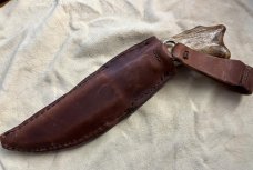 Frontier knife, Elk Tyne, thick 52100 steel, includes handmade custom sheath