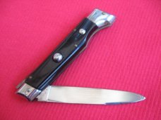 Vintage Italian INDIANA Slant Bolster HORN Switchblade Knife