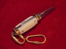 New 3-3/4" Italian wasp body Ivory/Gold Stiletto keychain knife