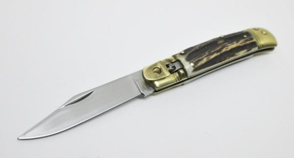 Vintage EDGE Co. Italy - Stag Handle Lever Lock Automatic Switchblade Folding Knife Vintage EDGE Co. Italy - Stag Handle Lever Lock Automatic Switchblade Folding Knife