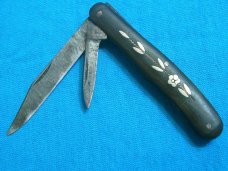VINTAGE UNITED CUTLERY GERMANY SERPENTINE INLAY FLOWER ART JACK FOLDING POCKET KNIFE KNIVES OLD