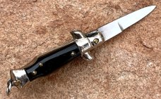 Miniature Switchblade Knife, Made In Italy, Underlined INOX Mark, Older Style, Imitation Horn