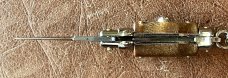 Miniature Switchblade Knife, Marked INOX, New Style, Wood Handle, W/ Keychain 
