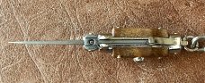 Miniature Switchblade Knife, Marked INOX, New Style, Wood Handle, W/ Keychain 