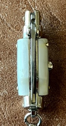 Miniature Switchblade Knife, Marked INOX, New Style, White Plastic Handle, W/ Keychain 