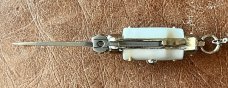 Miniature Switchblade Knife, Marked INOX Over ITALY, New Style, White Plastic Handle, W/ Keychain 