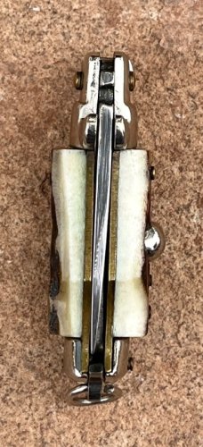 Miniature Switchblade Knife, Made In Italy, Marked Inox, Older Style, Nice Stag Handle 