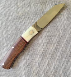 Willem Steenkamp Native...M390...Giraffe Bone bolsters..Natural Micarta scales..3.75".coa..pouch..sl