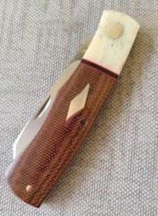 Willem Steenkamp Native...M390...Giraffe Bone bolsters..Natural Micarta scales..3.75".coa..pouch..sl