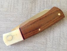Willem Steenkamp Native...M390...Giraffe Bone bolsters..Natural Micarta scales..3.75".coa..pouch..sl