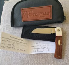 Willem Steenkamp Native...M390...Giraffe Bone bolsters..Natural Micarta scales..3.75".coa..pouch..sl