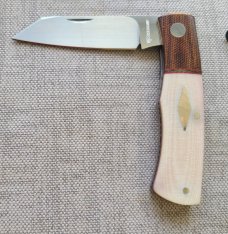 Willem Steenkamp Native...M390...Natural Micarta bolsters.. Ivory Linen scales..3.75".coa..pouch..sl