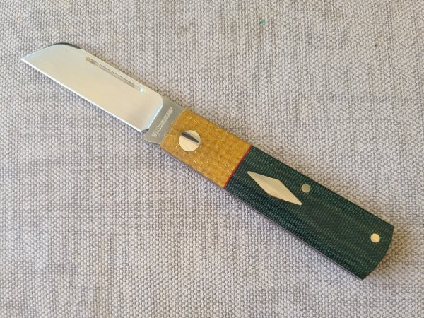Willem Steenkamp Sheepsfoot Barlow...M390..3.75...KEVLAR Bolsters...Micarta scales..coa..slip..pouch