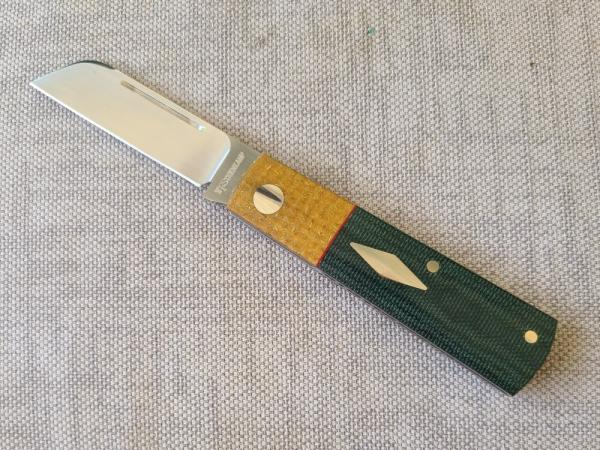 Willem Steenkamp Sheepsfoot Barlow...M390..3.75...KEVLAR Bolsters...Micarta scales..coa..slip..pouch