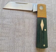 Willem Steenkamp Sheepsfoot Barlow...M390..3.75...KEVLAR Bolsters...Micarta scales..coa..slip..pouch