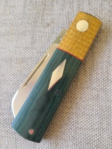 Willem Steenkamp Sheepsfoot Barlow...M390..3.75...KEVLAR Bolsters...Micarta scales..coa..slip..pouch