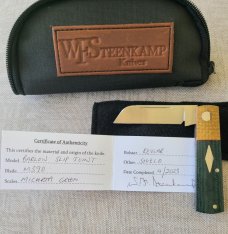 Willem Steenkamp Sheepsfoot Barlow...M390..3.75...KEVLAR Bolsters...Micarta scales..coa..slip..pouch