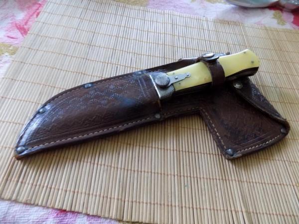 Vintage KA-BAR Knife/Hatchet Combo with sheath.