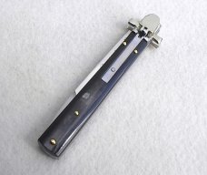 NEW A.G.A. CAMPOLIN 9" DOMINUS BRAZILIAN HORN LEVER LOCK, NICKEL SILVER BOLSTERS - W/ BOX & POUCH
