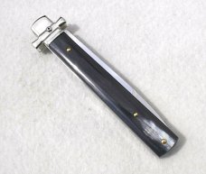 NEW A.G.A. CAMPOLIN 9" DOMINUS BRAZILIAN HORN LEVER LOCK, NICKEL SILVER BOLSTERS - W/ BOX & POUCH