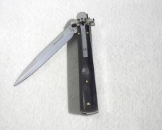 NEW A.G.A. CAMPOLIN 9" DOMINUS BRAZILIAN HORN LEVER LOCK, NICKEL SILVER BOLSTERS - W/ BOX & POUCH