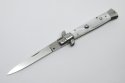 9" Automatic Stiletto Switchblade Knife - Synthetic Pearl White - Made in Italy