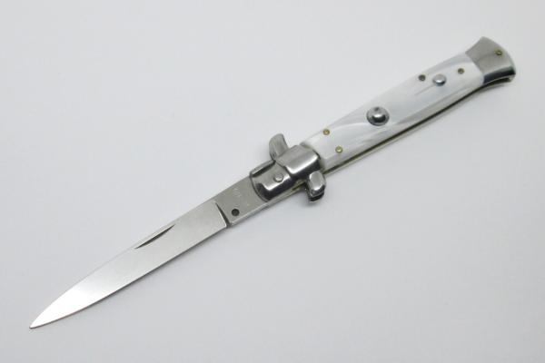9" Automatic Stiletto Switchblade Knife - Synthetic Pearl White - Made in Italy 9" Automatic Stiletto Switchblade Knife - Synthetic Pearl White - Made in Italy