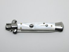 9" Automatic Stiletto Switchblade Knife - Synthetic Pearl White - Made in Italy