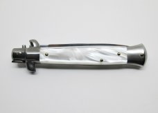 9" Automatic Stiletto Switchblade Knife - Synthetic Pearl White - Made in Italy