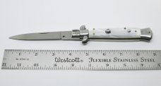9" Automatic Stiletto Switchblade Knife - Synthetic Pearl White - Made in Italy