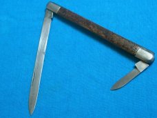 VINTAGE 2 BLADE PIC STAINLESS JAPAN MELON TESTER FRUIT FOLDING JACK PEN POCKET KNIFE KNIVES OLD