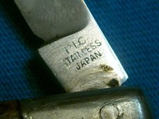 VINTAGE 2 BLADE PIC STAINLESS JAPAN MELON TESTER FRUIT FOLDING JACK PEN POCKET KNIFE KNIVES OLD