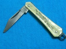 SMALL USA CLYDE DUFFEE OIL CITY AD ADVERTISING PEN JACK POCKET WATCH FOB KEY CHAIN KNIFE KNIVES OLD