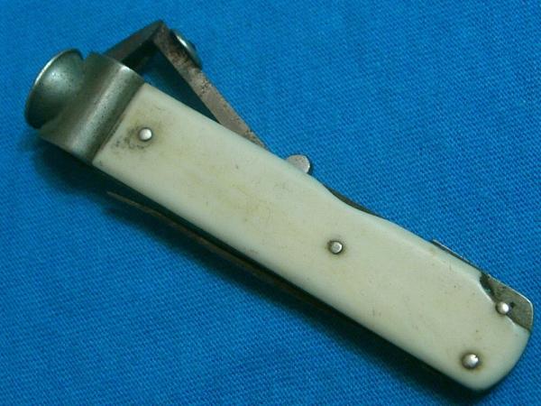 VINTAGE ANTIQUE HAIGH 7 LORD MANUAL CIGAR CUTTER FORK KNIFE FOLDING POCKET KNIFE KNIVES OLD