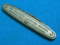 VINTAGE WH WHITEHEAD HOAG TRAVELERS TRAIN LOCOMOTIVE RAILROAD FOLDING POCKET KNIFE KNIVES OLD USA AD