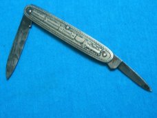 VINTAGE WH WHITEHEAD HOAG TRAVELERS TRAIN LOCOMOTIVE RAILROAD FOLDING POCKET KNIFE KNIVES OLD USA AD