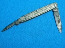 VINTAGE WH WHITEHEAD HOAG TRAVELERS TRAIN LOCOMOTIVE RAILROAD FOLDING POCKET KNIFE KNIVES OLD USA AD