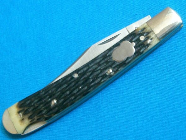 BIG AG RUSSELL 2004 USA TOADSTICKER ACORN JIGGED BONE LOCKBACK FOLDING JACK POCKET KNIFE KNIVES OLD