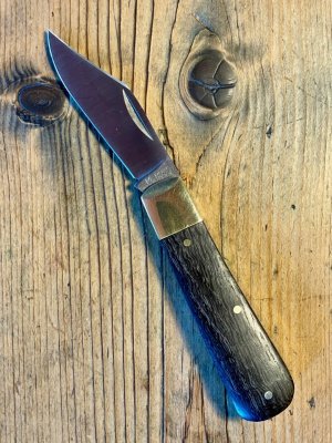 Michael May Traditional Barlow Knife with Clip Blade from Sheffield England with Bog Oak Scales