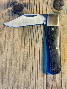 Michael May Traditional Barlow Knife with Clip Blade from Sheffield England with Bog Oak Scales